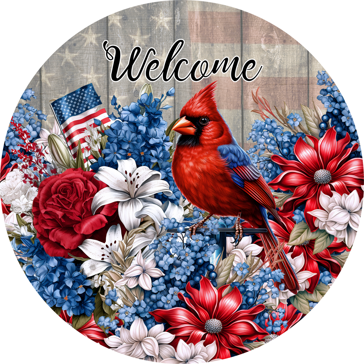 Cardinal 10" Wood Wreath Sign - DCO-102958-D