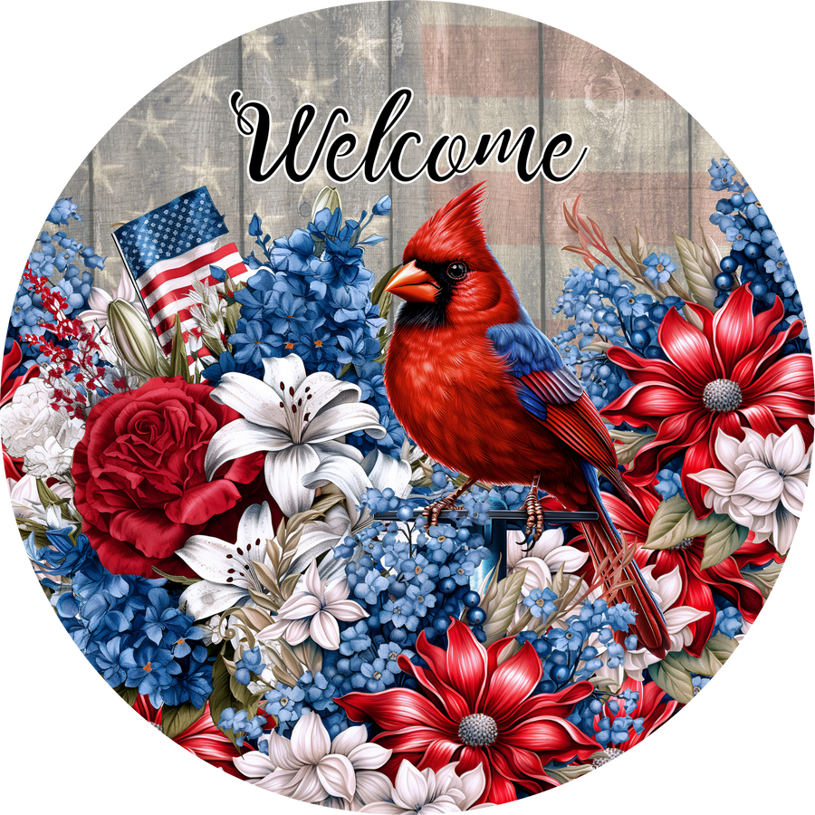 Cardinal 10" Wood Wreath Sign - DCO-102958-D