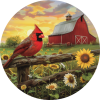 Thumbnail for Cardinal 10" Wood Wreath Sign - DCO-102960-D