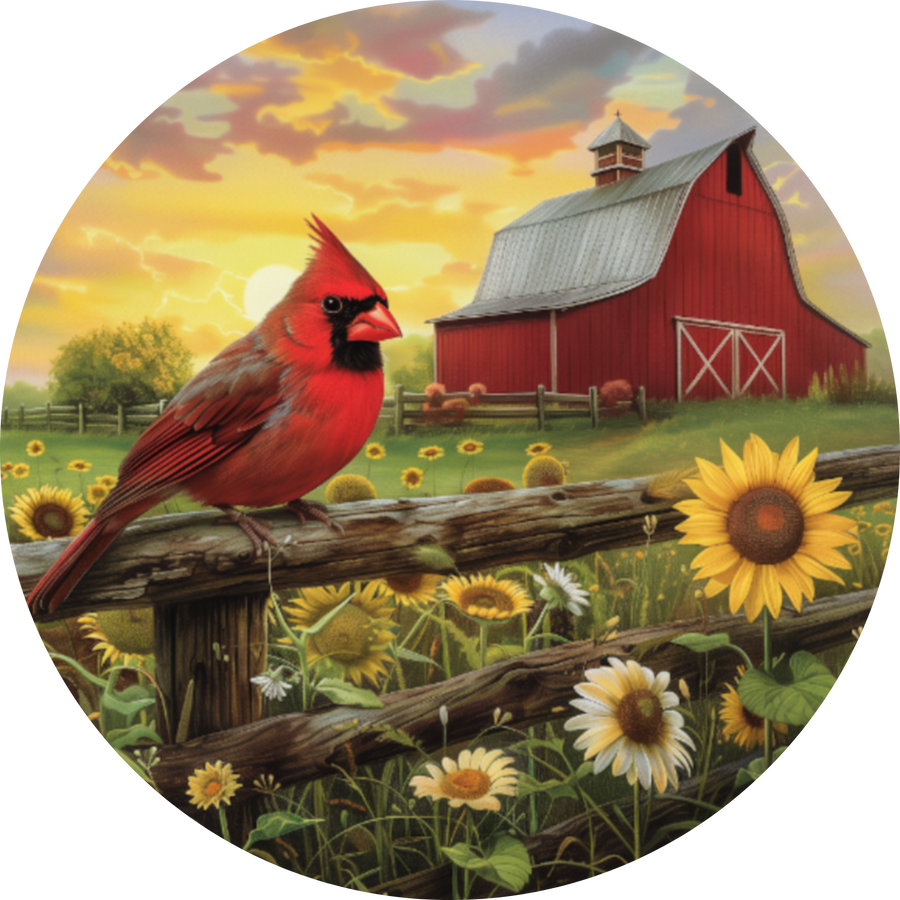 Cardinal 10" Wood Wreath Sign - DCO-102960-D