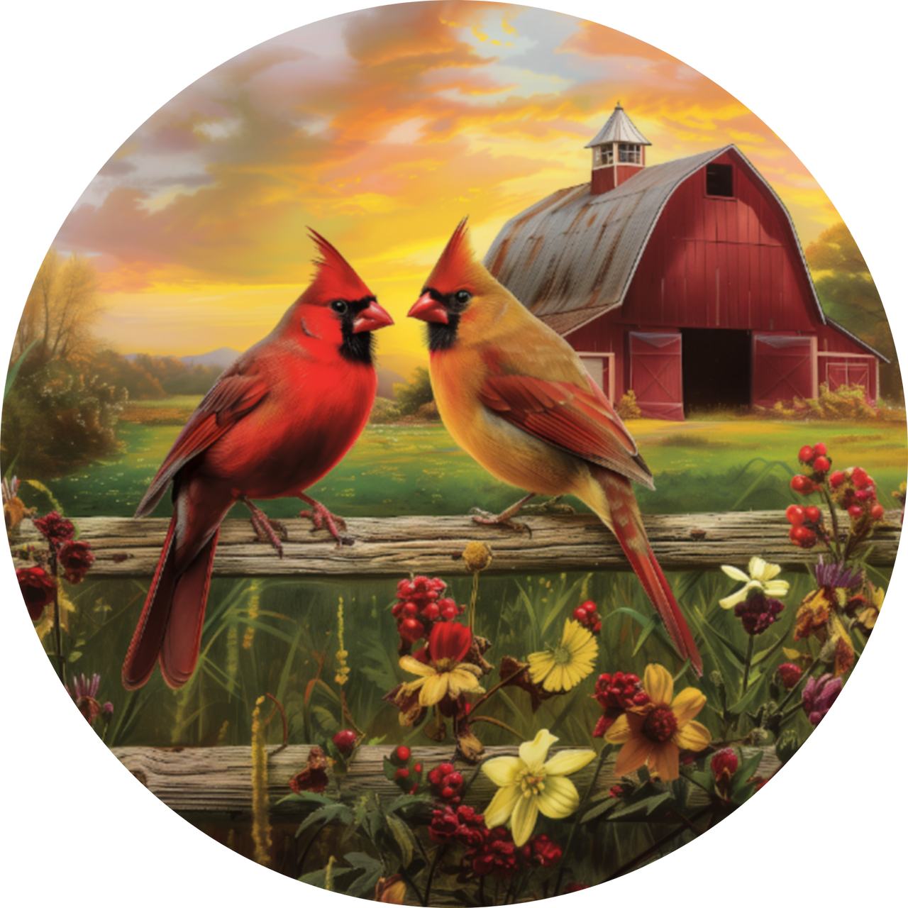 Cardinal 10" Wood Wreath Sign - DCO-102961-D