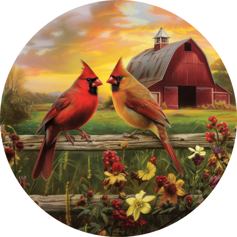 Cardinal 10" Wood Wreath Sign - DCO-102961-D