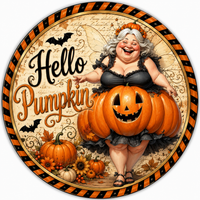 Thumbnail for Hello Pumpkin Fairy Halloween 18" Wood Door Hanger - DCO-103004-DH