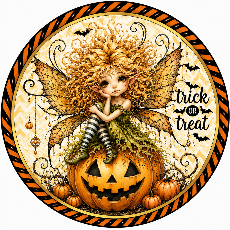 Fairy Halloween 10" Wood Wreath Sign - DCO-103005-D