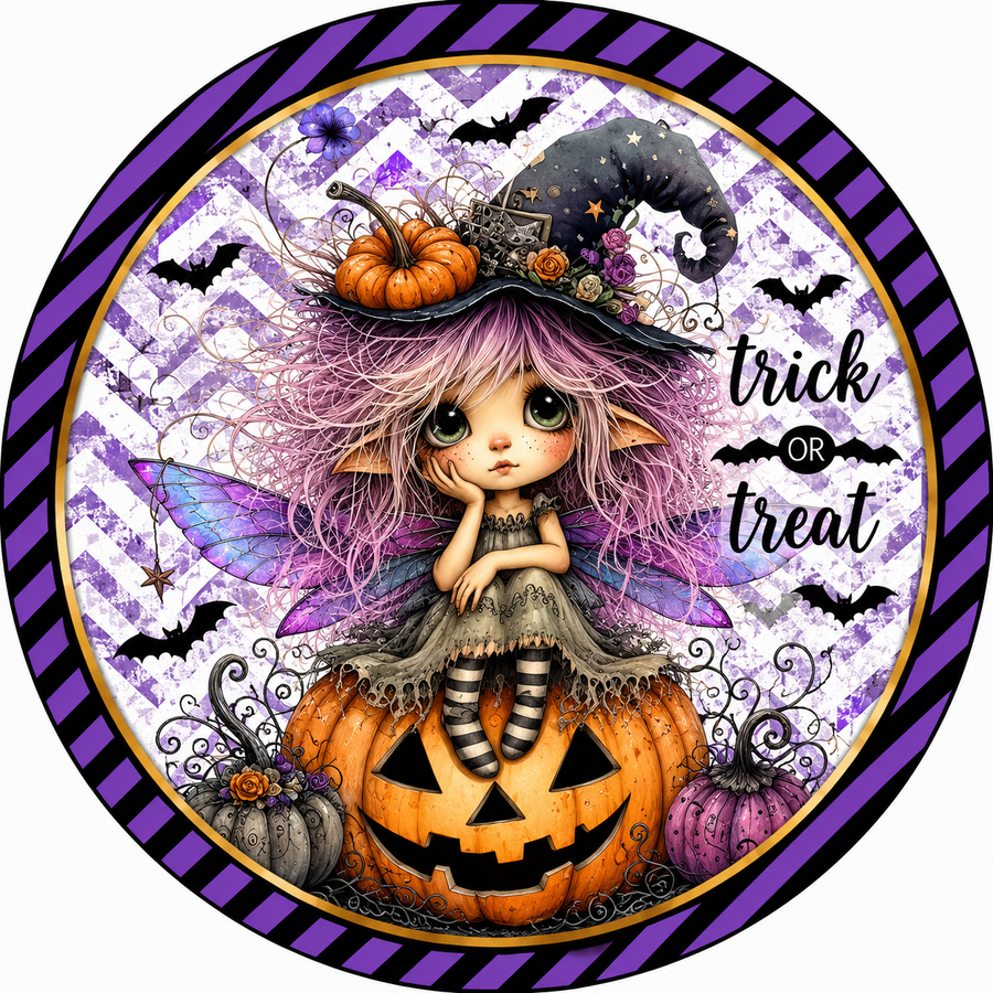 Fairy Halloween 10" Wood Wreath Sign - DCO-103006-D
