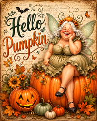 Thumbnail for Hello Pumpkin Fairy Halloween 8x10" Metal Wreath Sign - DCO-103007