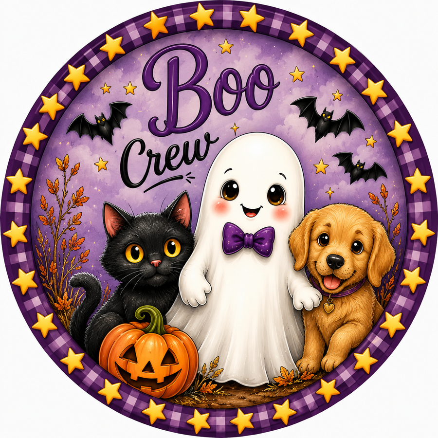 Boo Crew Halloween 10" Wood Wreath Sign - DCO-103008-D