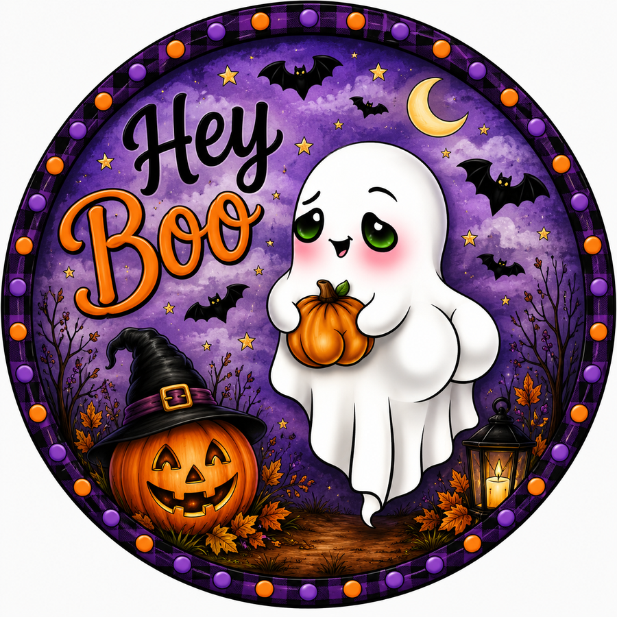 Hey Boo Halloween 10" Wood Wreath Sign - DCO-103011-D