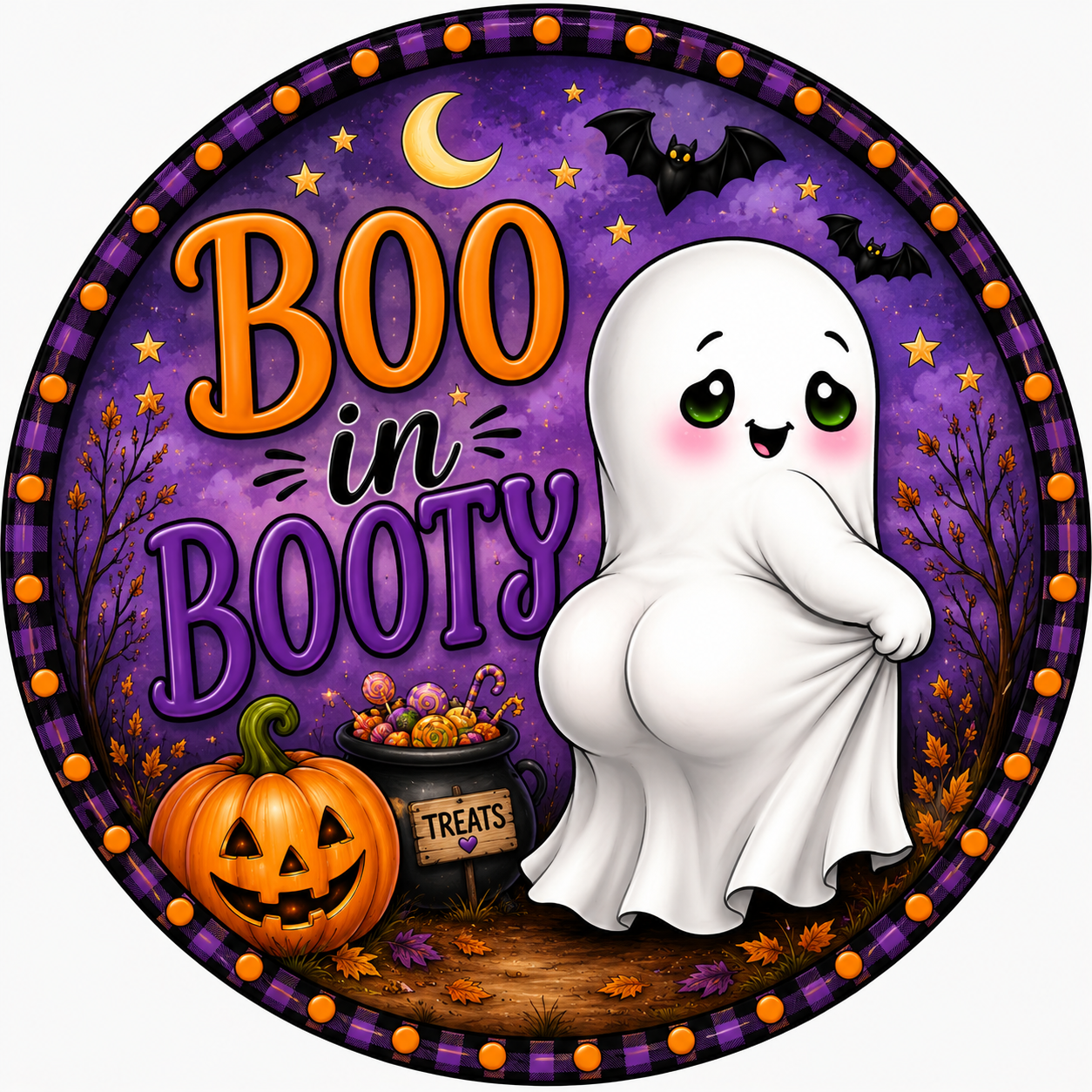 Boo in Booty Halloween 10" Wood Wreath Sign - DCO-103013-D