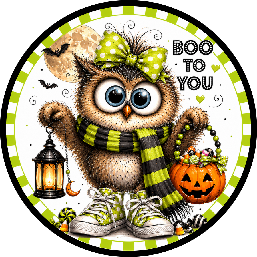 Boo To You Owl Halloween 10" Wood Wreath Sign - DCO-103021-D