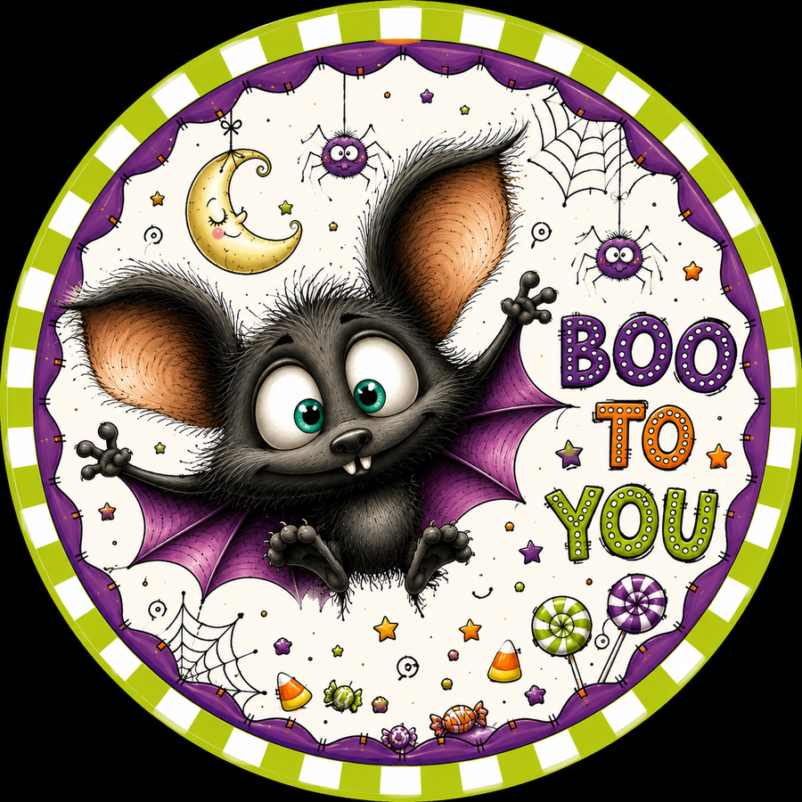 Boo To You Bat Halloween 18" Wood Door Hanger - DCO-103024-DH