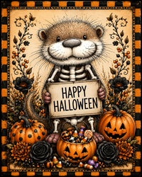 Thumbnail for Happy Halloween Otter 8x10" Metal Wreath Sign - DCO-103027