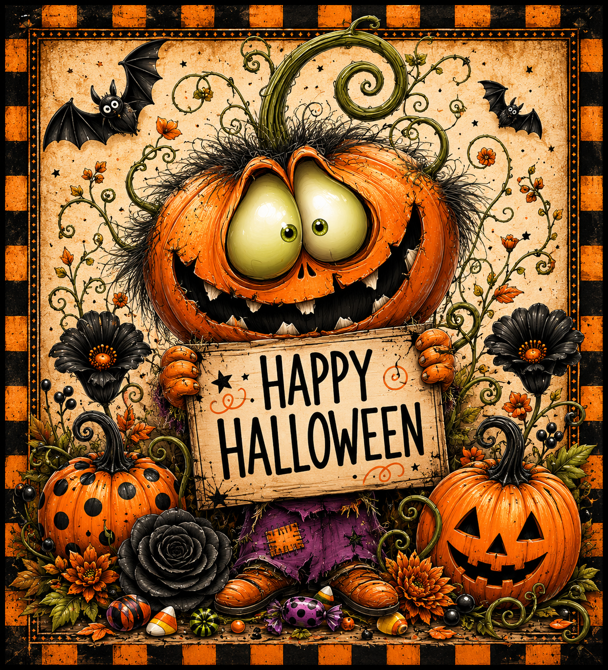Happy Halloween Pumpkin 8x10" Metal Wreath Sign - DCO-103028