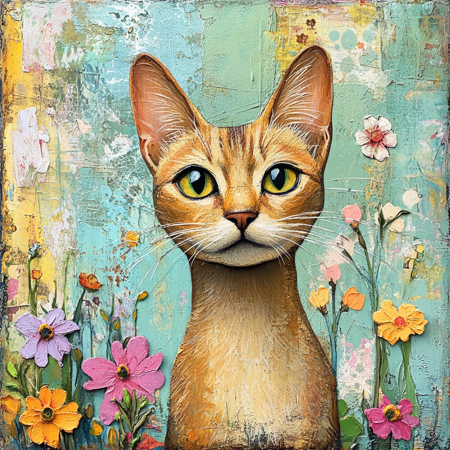 Cat Sign, DCO-13654, Sign For Wreath, 10x10" Metal Sign