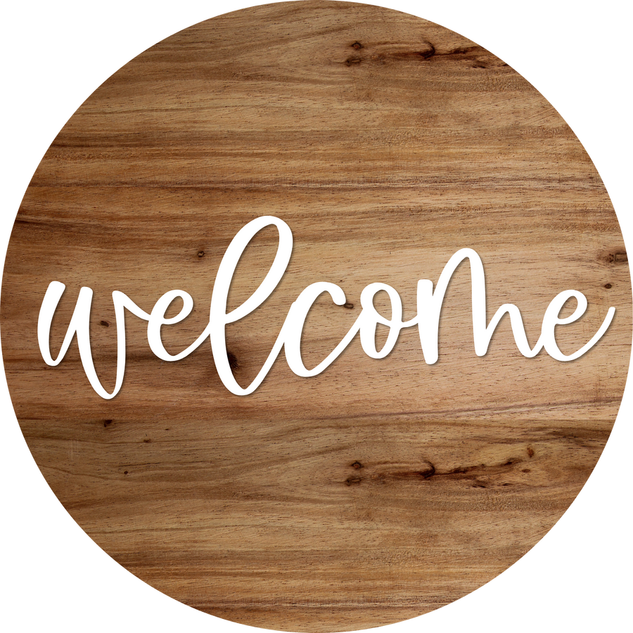 Welcome Door Hanger, 4 Holes Door Hanger, DCO-W-00040-DH, 22 in Round Wood