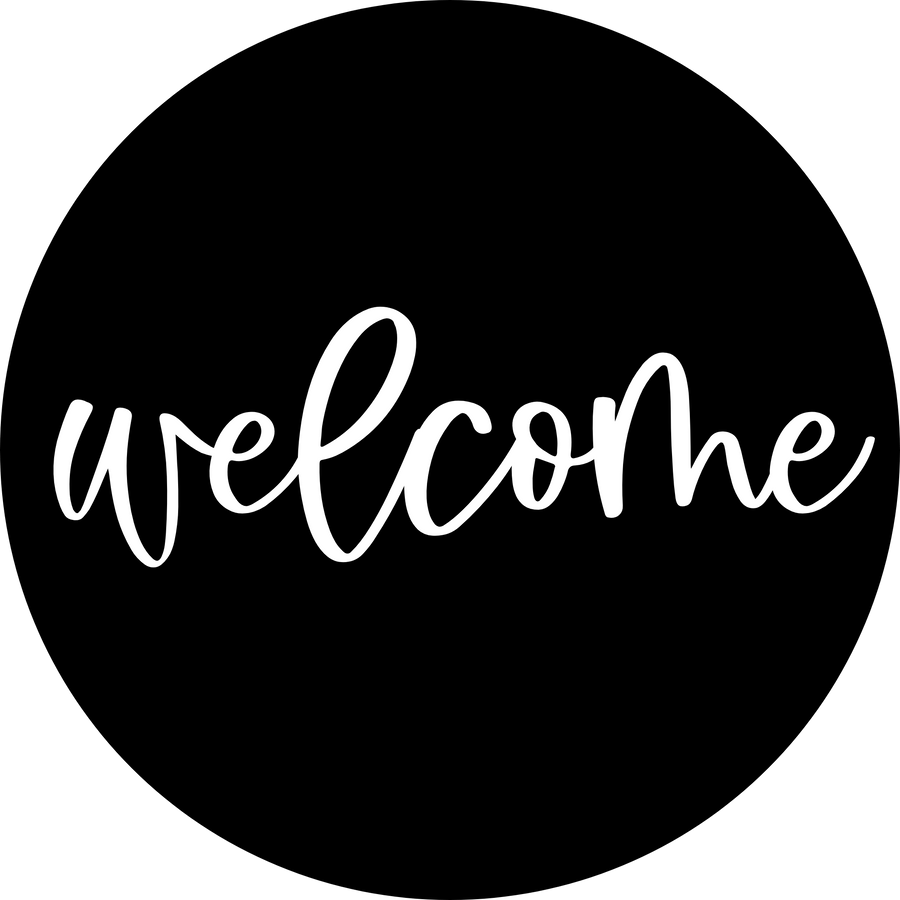 Welcome Door Hanger, 4 Holes Door Hanger, DCO-W-00045-DH, 22 in Round Wood