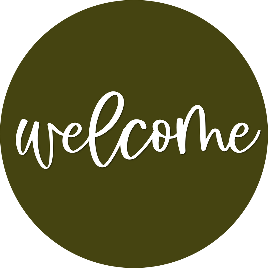 Welcome Door Hanger, 4 Holes Door Hanger, DCO-W-00046-DH, 22 in Round Wood