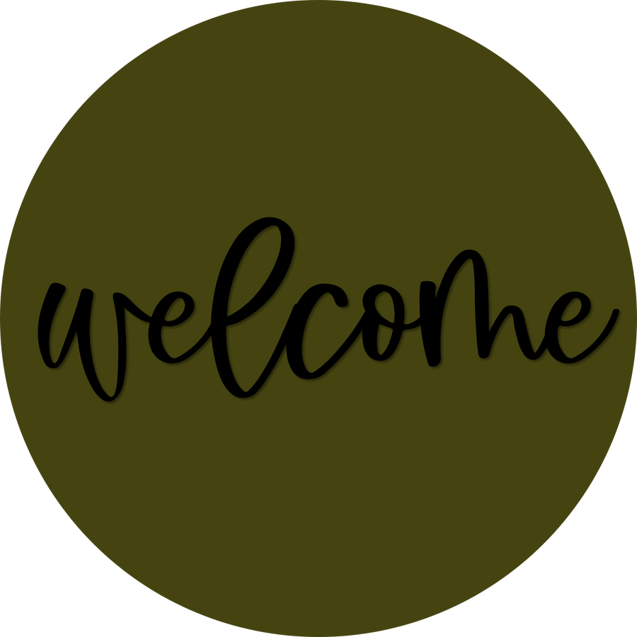 Welcome Door Hanger, 4 Holes Door Hanger, DCO-W-00047-DH, 22 in Round Wood