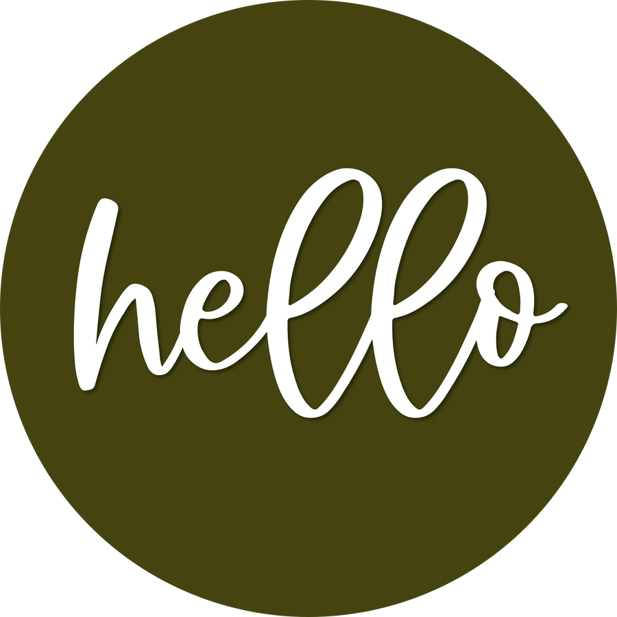 Hello Door Hanger, 4 Holes Door Hanger, DCO-W-00048-DH, 22 in Round Wood