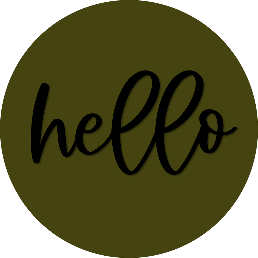 Hello Door Hanger, 4 Holes Door Hanger, DCO-W-00049-DH, 22 in Round Wood