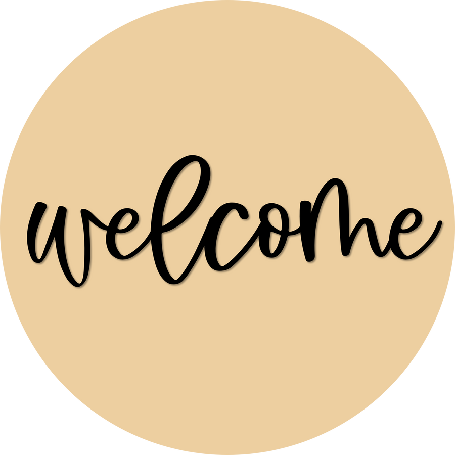 Welcome Door Hanger, 4 Holes Door Hanger, DCO-W-00052-DH, 22 in Round Wood