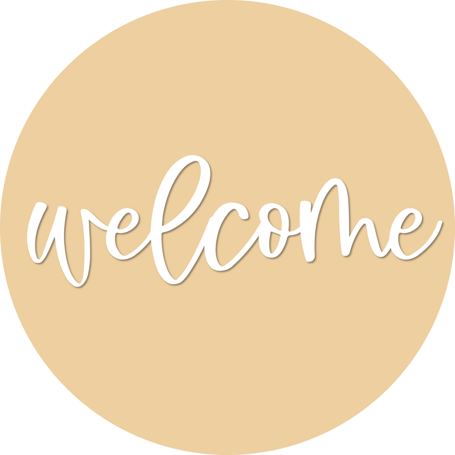 Welcome Door Hanger, 4 Holes Door Hanger, DCO-W-00053-DH, 22 in Round Wood