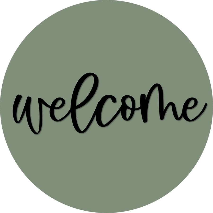 Welcome Door Hanger, 4 Holes Door Hanger, DCO-W-00054-DH, 22 in Round Wood