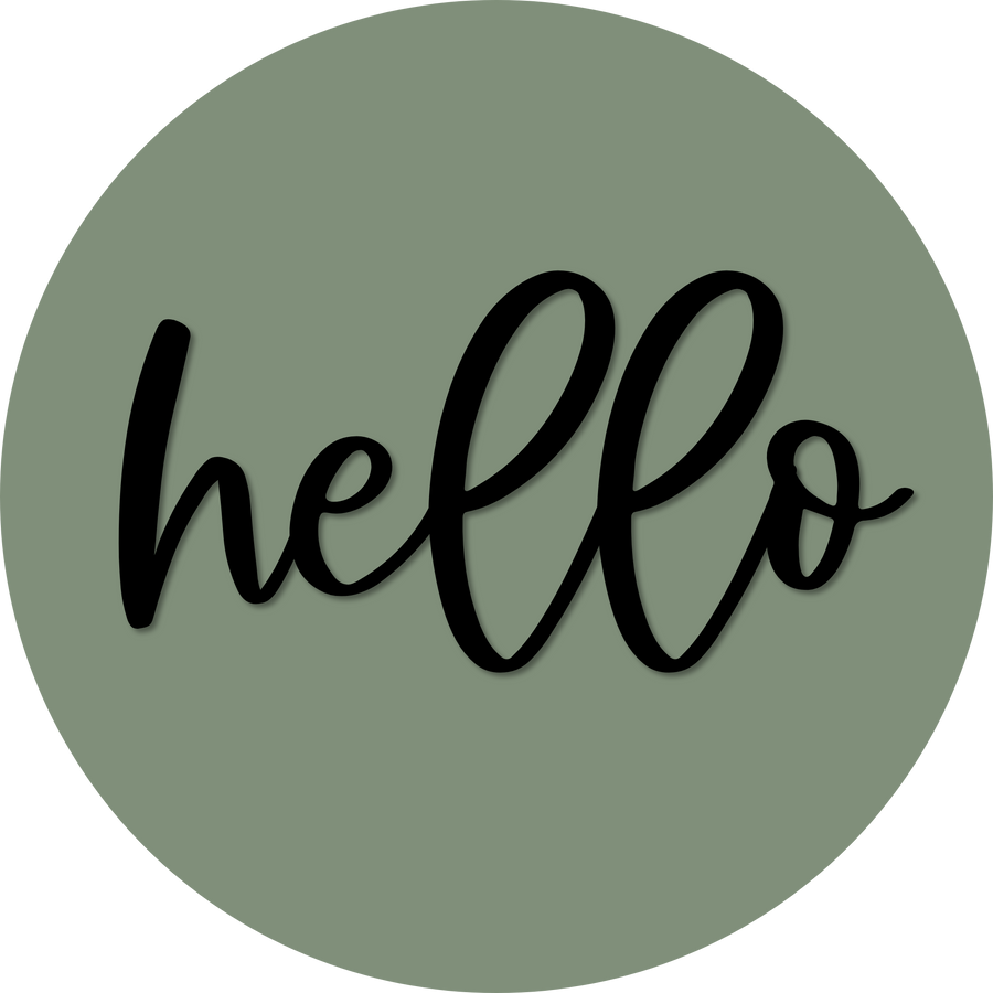 Hello Door Hanger, 4 Holes Door Hanger, DCO-W-00056-DH, 22 in Round Wood