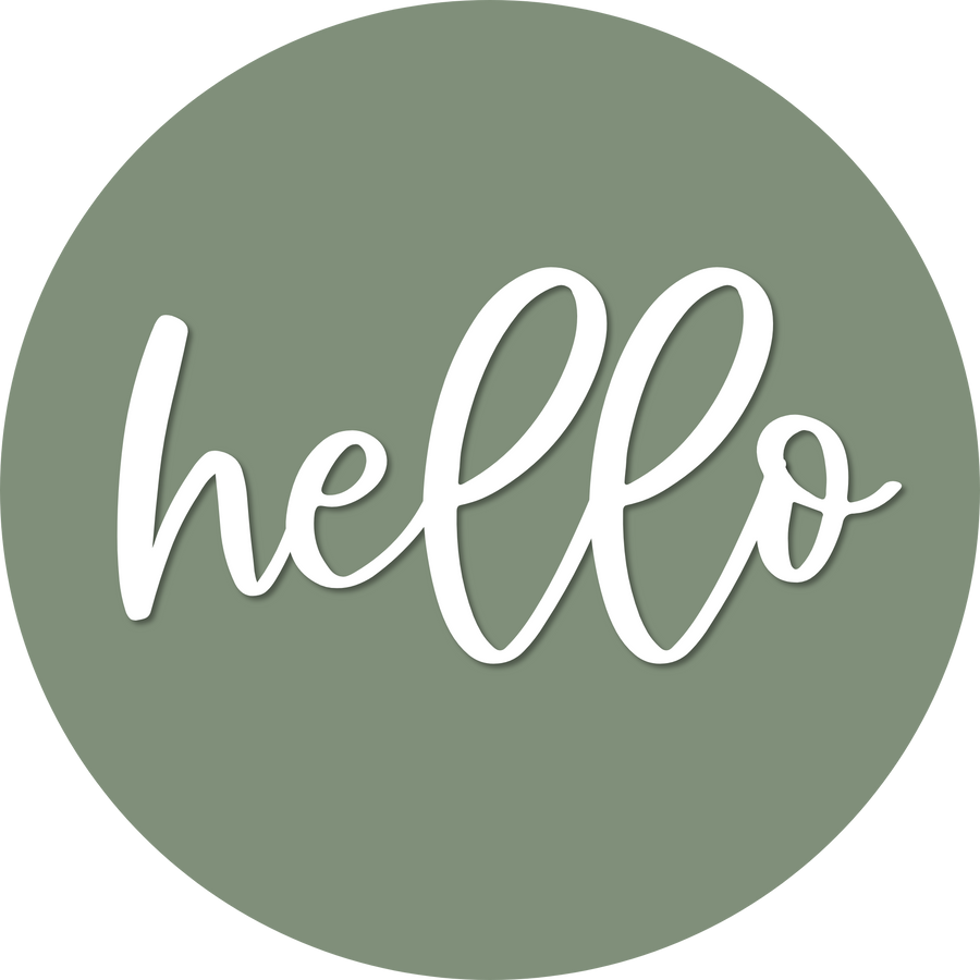 Hello Door Hanger, 4 Holes Door Hanger, DCO-W-00057-DH, 22 in Round Wood