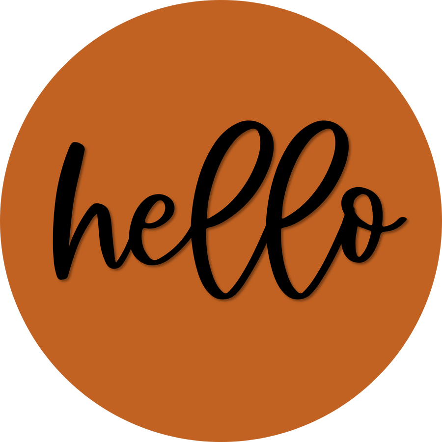 Hello Door Hanger, 4 Holes Door Hanger, DCO-W-00058-DH, 22 in Round Wood