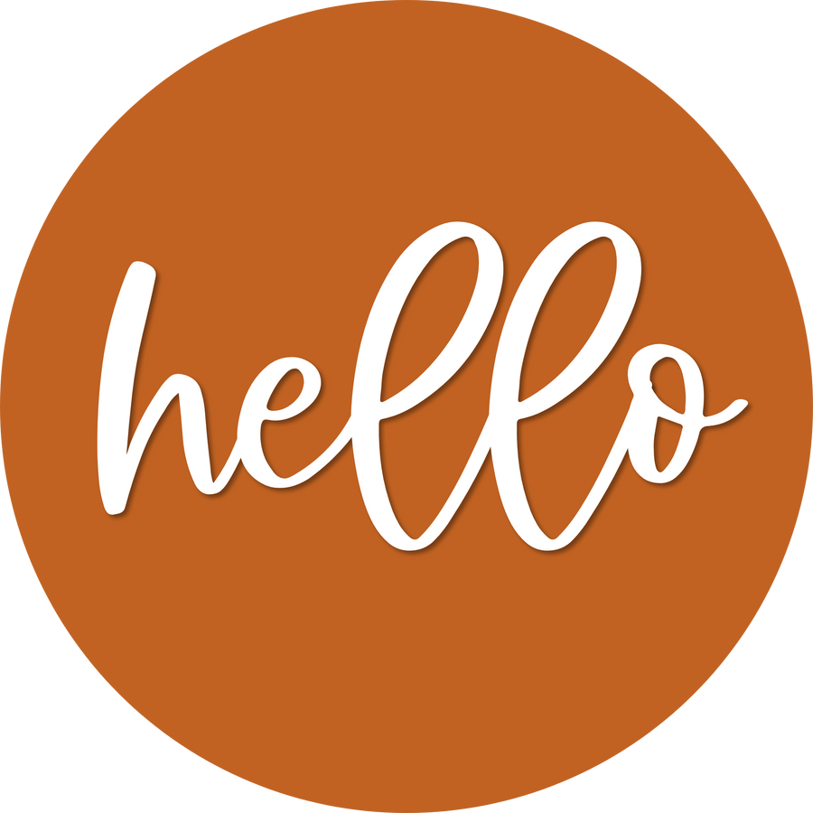 Hello Door Hanger, 4 Holes Door Hanger, DCO-W-00059-DH, 22 in Round Wood