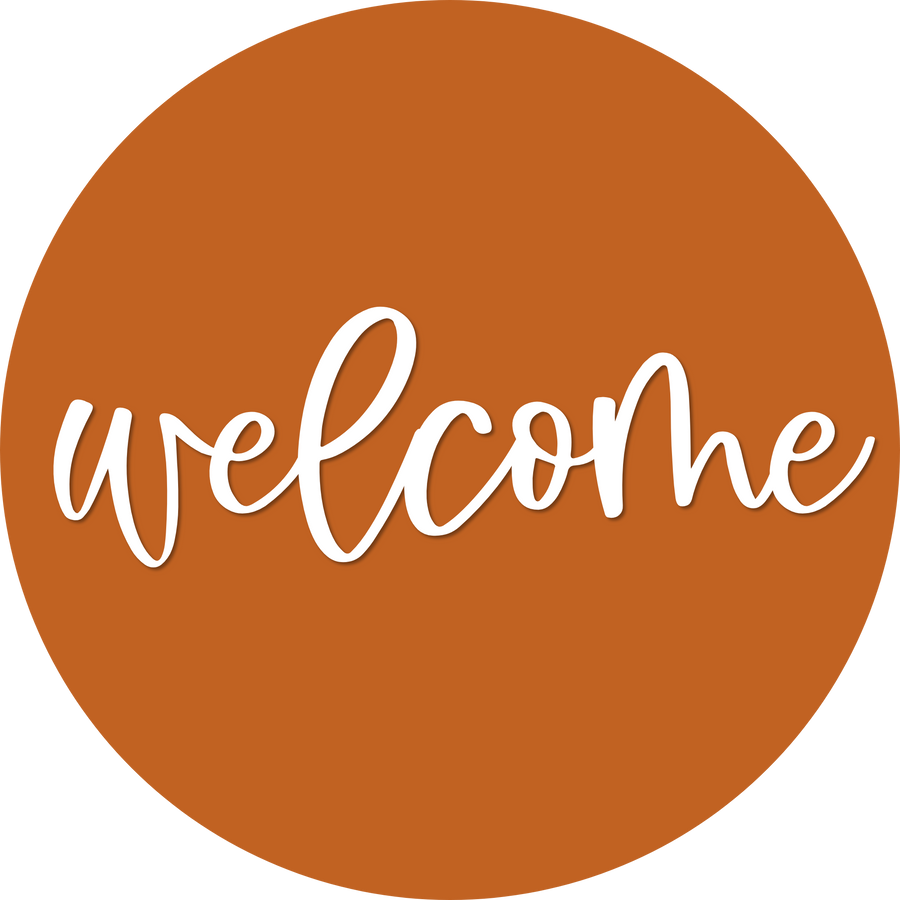 Welcome Door Hanger, 4 Holes Door Hanger, DCO-W-00060-DH, 22 in Round Wood