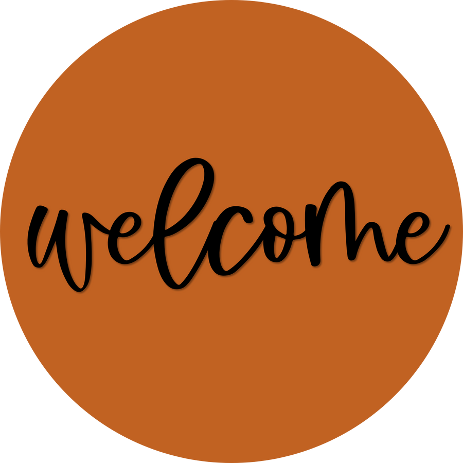 Welcome Door Hanger, 4 Holes Door Hanger, DCO-W-00061-DH, 22 in Round Wood