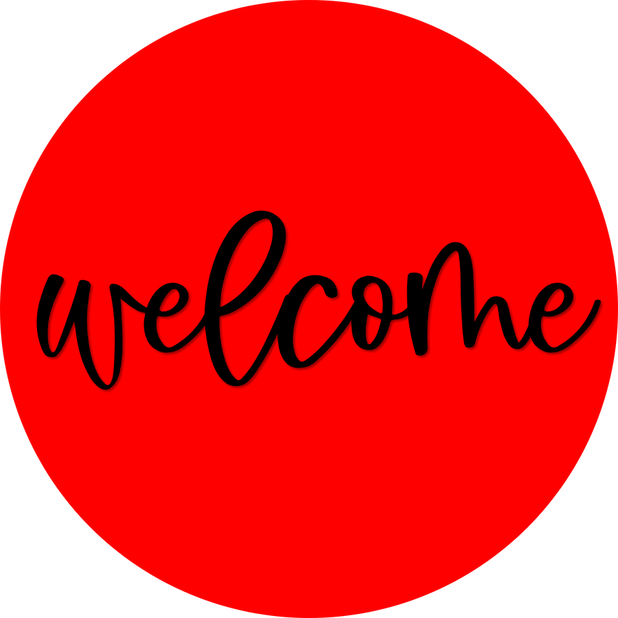 Welcome Door Hanger, 4 Holes Door Hanger, DCO-W-00062-DH, 22 in Round Wood