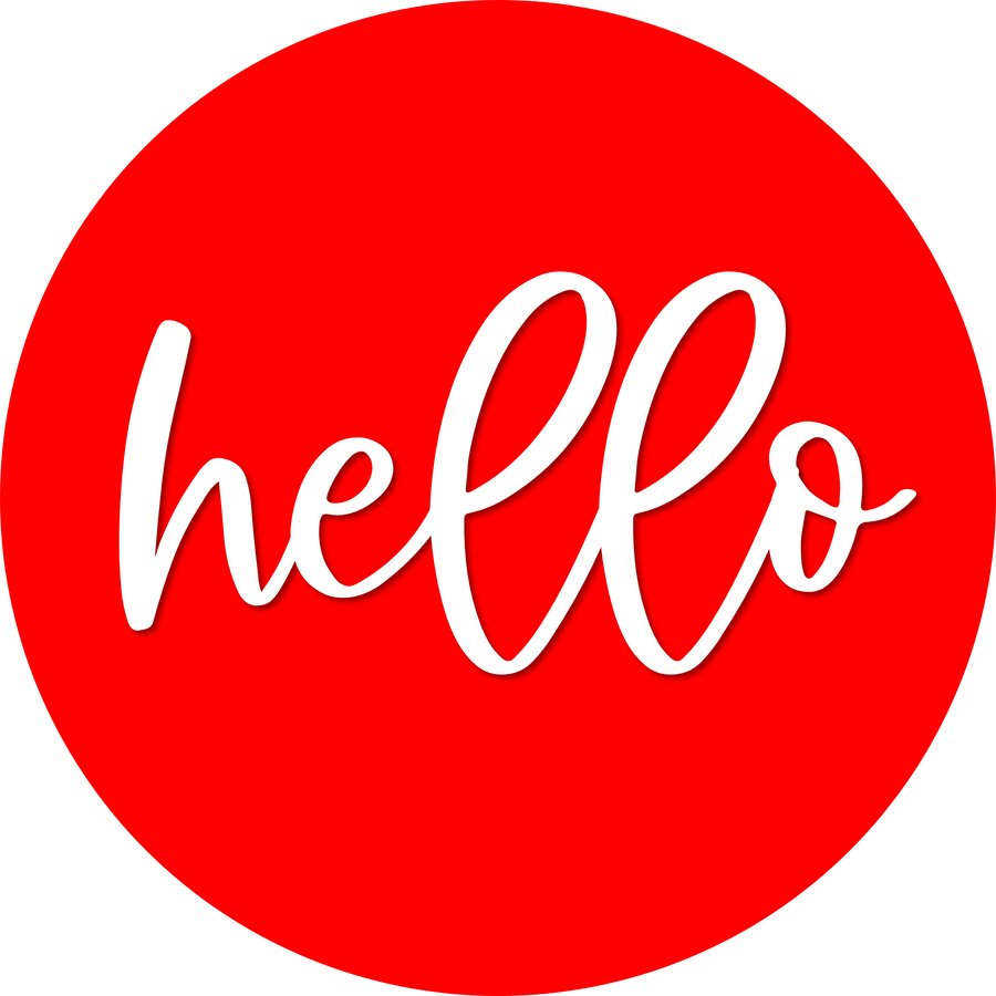 Hello Door Hanger, 4 Holes Door Hanger, DCO-W-00064-DH, 22 in Round Wood