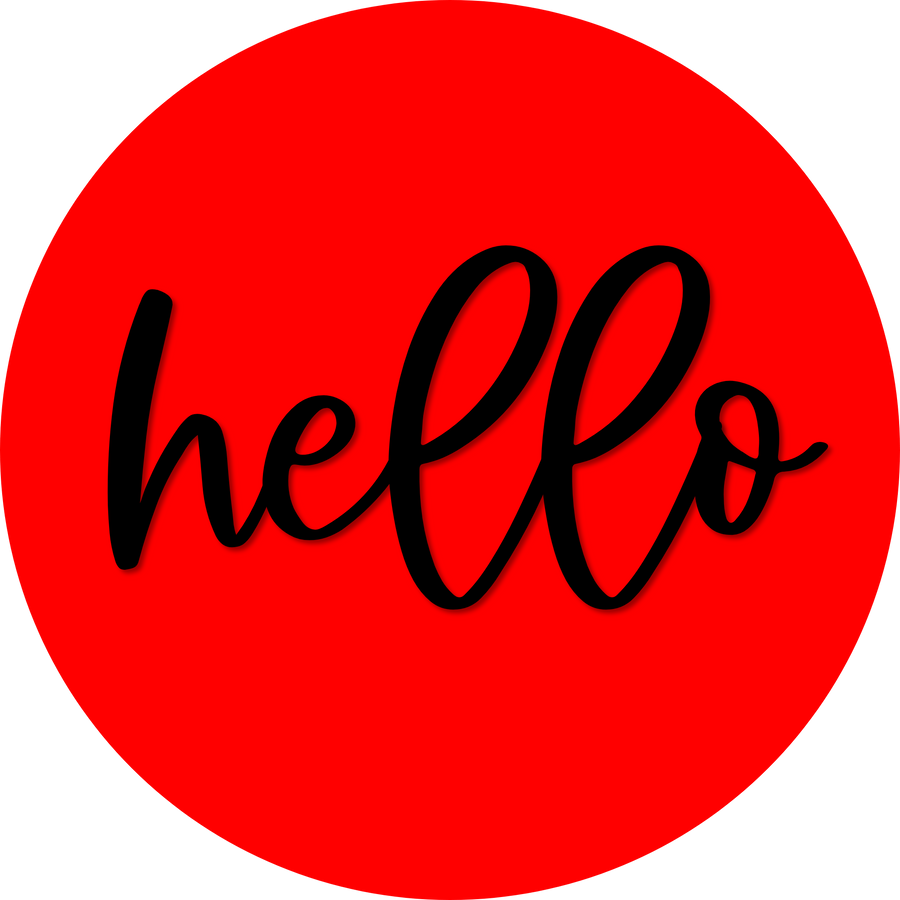 Hello Door Hanger, 4 Holes Door Hanger, DCO-W-00065-DH, 22 in Round Wood