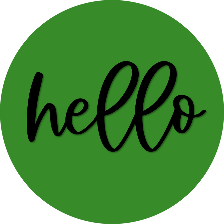 Hello Door Hanger, 4 Holes Door Hanger, DCO-W-00066-DH, 22 in Round Wood