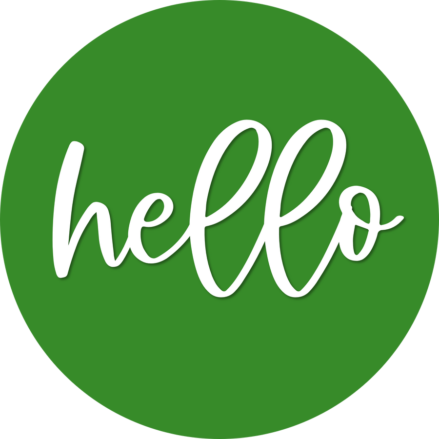 Hello Door Hanger, 4 Holes Door Hanger, DCO-W-00067-DH, 22 in Round Wood