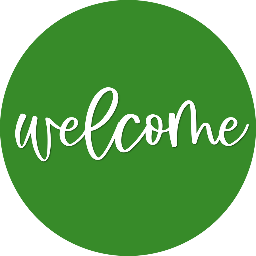 Welcome Door Hanger, 4 Holes Door Hanger, DCO-W-00068-DH, 22 in Round Wood