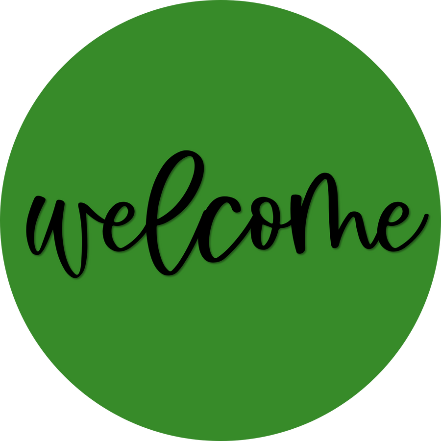 Welcome Door Hanger, 4 Holes Door Hanger, DCO-W-00069-DH, 22 in Round Wood