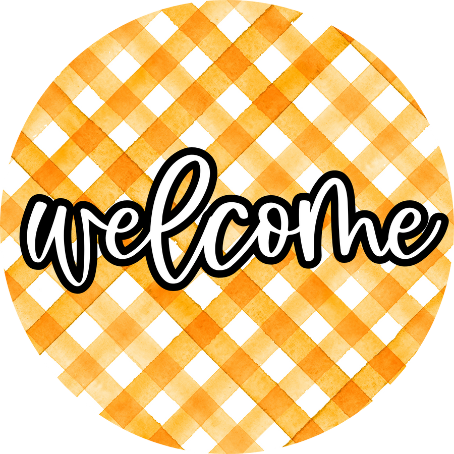 Welcome Door Hanger, 4 Holes Door Hanger, DCO-W-00073-DH, 22 in Round Wood