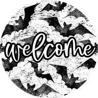 Thumbnail for Welcome Bats Door Hanger, 4 Holes Door Hanger, DCO-W-00074-DH, 22 in Round Wood