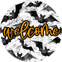 Thumbnail for Welcome Bats Door Hanger, 4 Holes Door Hanger, DCO-W-00075-DH, 22 in Round Wood
