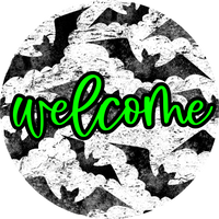 Thumbnail for Welcome Bats Door Hanger, 4 Holes Door Hanger, DCO-W-00076-DH, 22 in Round Wood