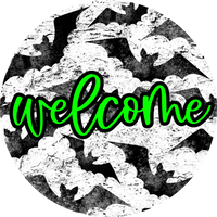 Thumbnail for Welcome Bats Door Hanger, 4 Holes Door Hanger, DCO-W-00077-DH, 22 in Round Wood