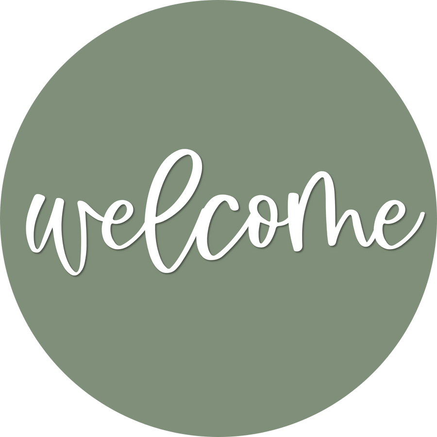 Welcome Door Hanger, 4 Holes Door Hanger, DCO-W-00079-DH, 22 in Round Wood