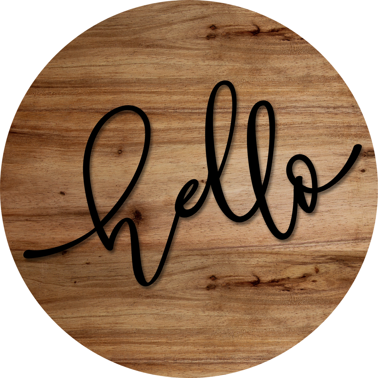 Hello Door Hanger, 4 Holes Door Hanger, DCO-W-00080-DH, 22 in Round Wood