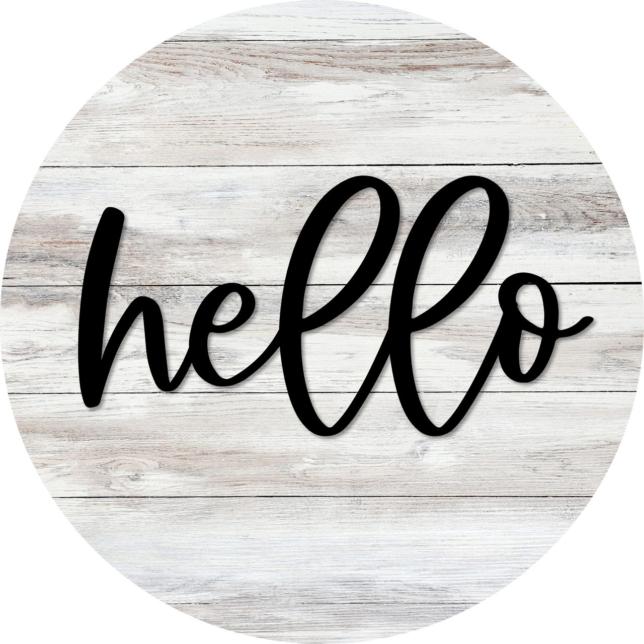 Hello Door Hanger, 4 Holes Door Hanger, DCO-W-00082-DH, 22 in Round Wood