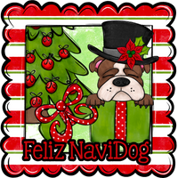 Thumbnail for Bull Dog Wreath Sign, Feliz NaviDog Dog Sign, 12