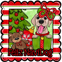 Thumbnail for Labrador Wreath Sign, Feliz NaviDog Dog Sign, 12